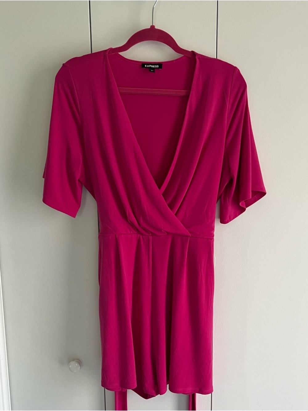 Express Fuchsia Wrap-Front Romper